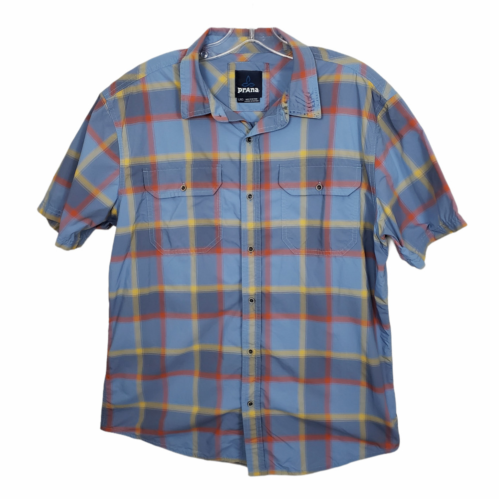 prAna Lg Cayman Short Sleeve Button up plaid Shirt